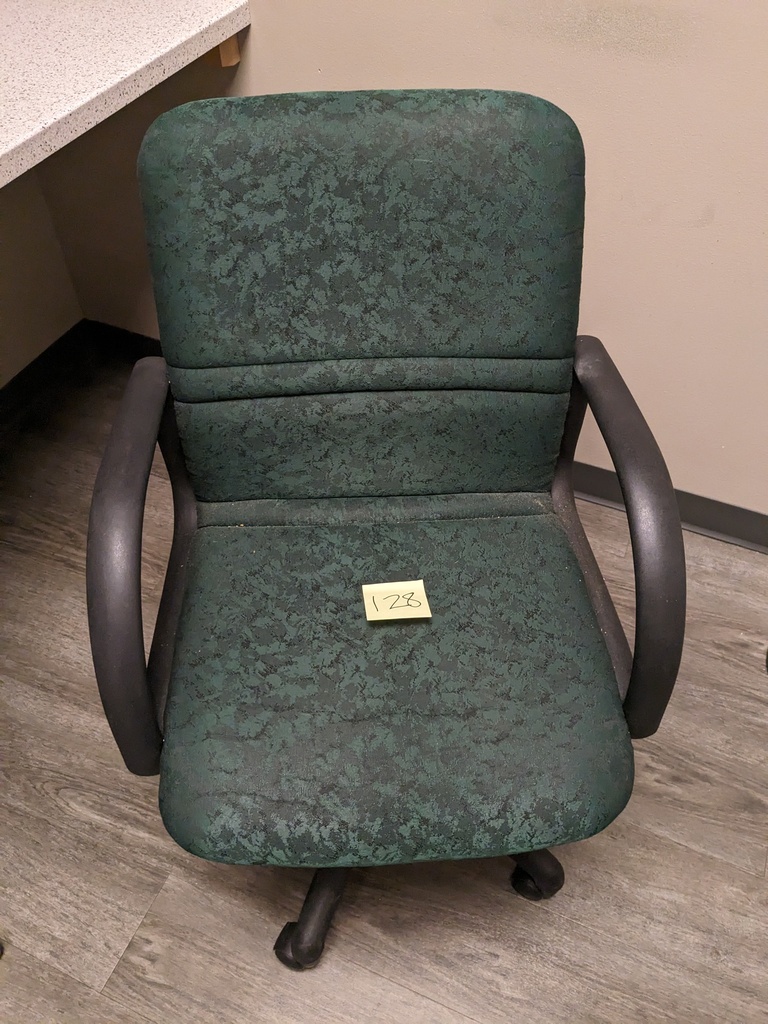 fully upholstered, fixed arm green upholstery task chair