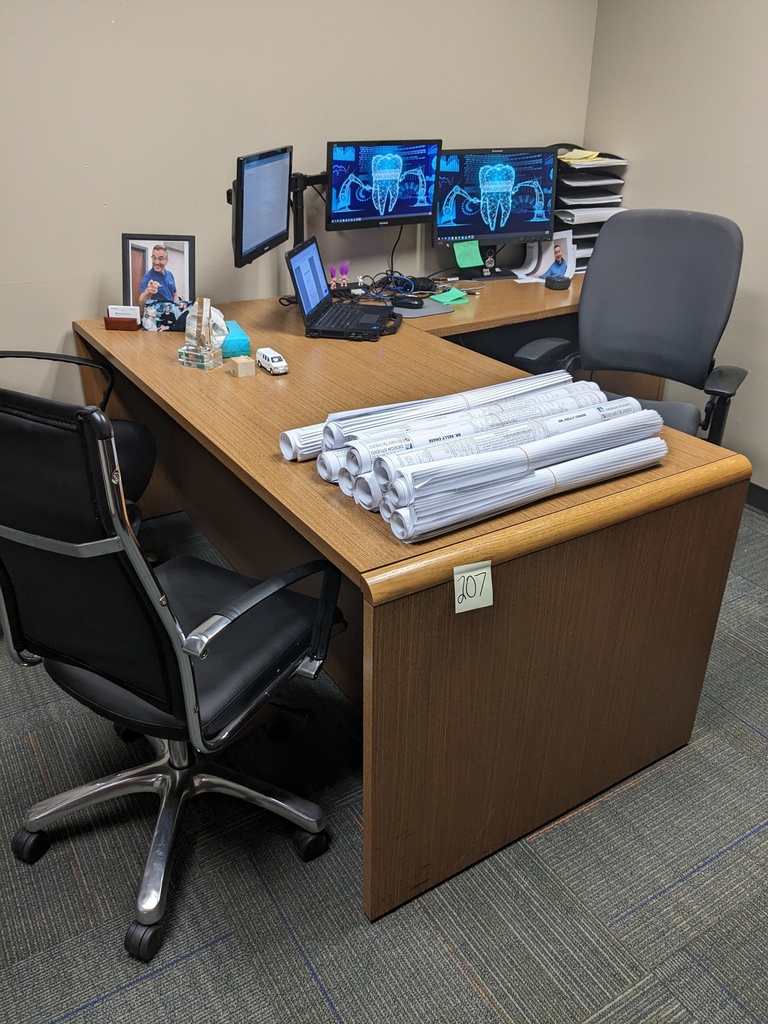 L-shape private office desk w/ bbf