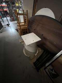 54" Round Table w/cylinder base (WhiteLaminate top)