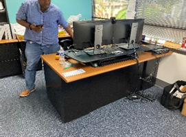 Black Desk with Wood Top, 72x36x27"