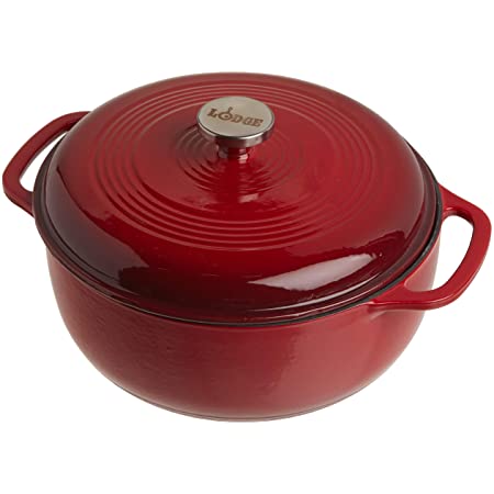 Lodge Dutch Oven, Red with Lid, 7.5 quart