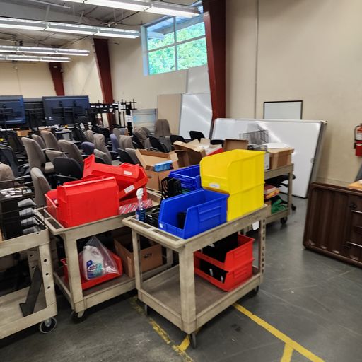 Carts of office supplies 