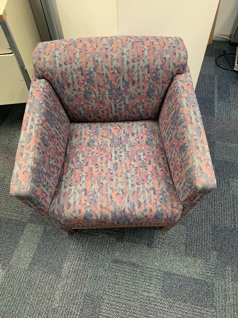 lobby chair - orange/grey/pink