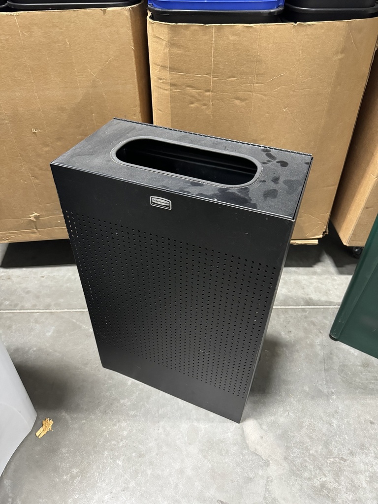 Grey Metal Trash Can