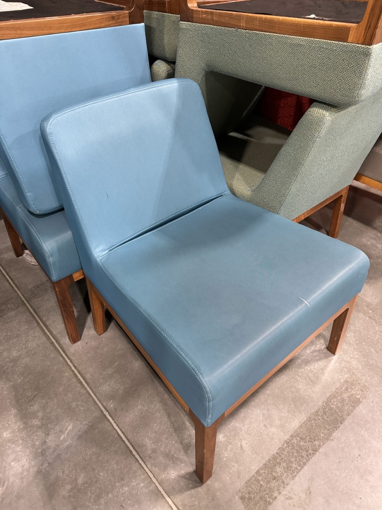 Blue Suede Wood Bottom Chair