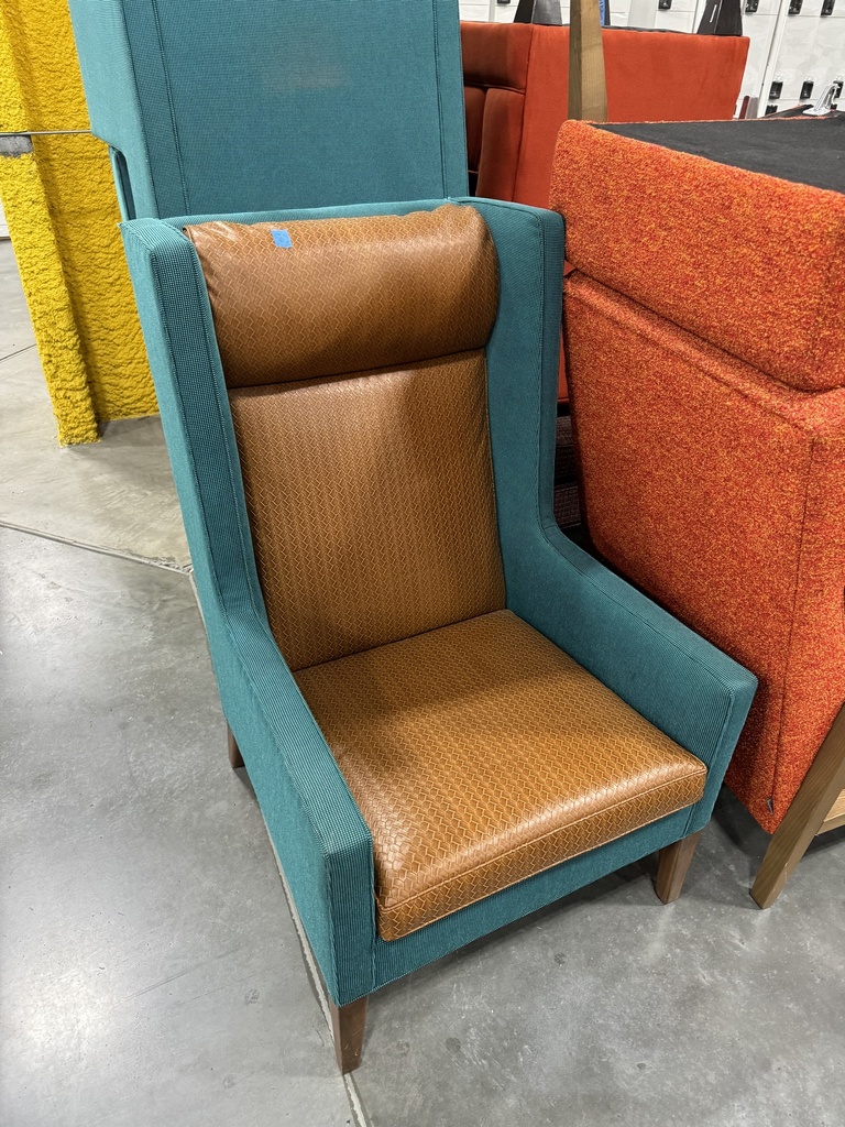 Teal With Brown Leather Insert Chair
