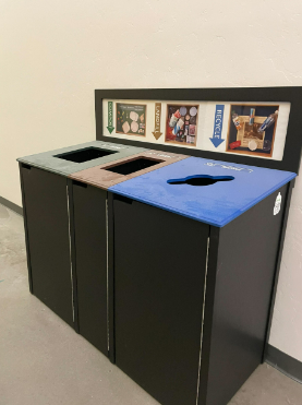 3 Section Trash/Compost/Recyle Bins