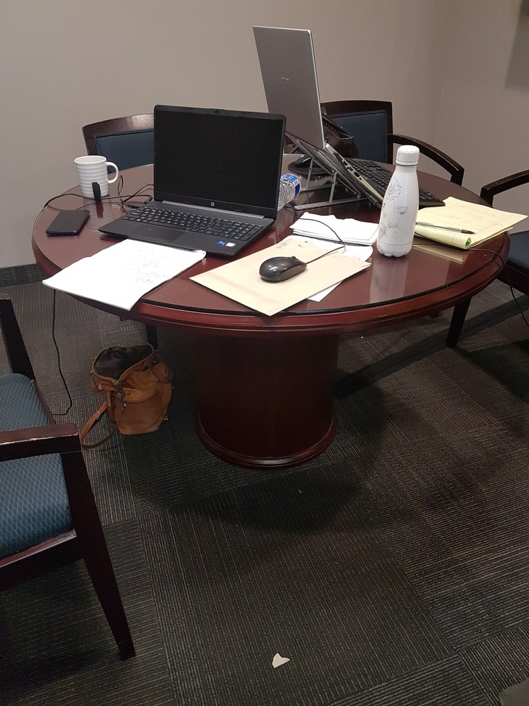 Wood round table with glass top