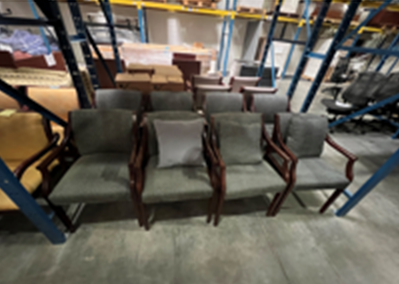 Blue and Brown Striped Chairs and Pillows