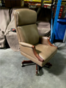 Brown Leather Boardroom Chairs - Mahogony frame