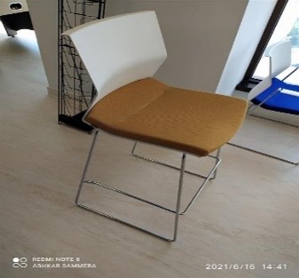 Yellow and White Bar Height Chair