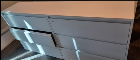 WHITE LATERALS 3 HIGH X 42" WIDE SHARING 10 - 84"
COMMON TOPS, 1 - 42" TOP