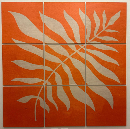 Artwork - 9 panels, orange plant