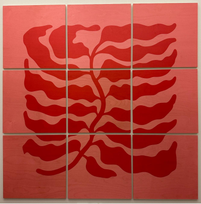 Artwork - 9 panels, pink plant