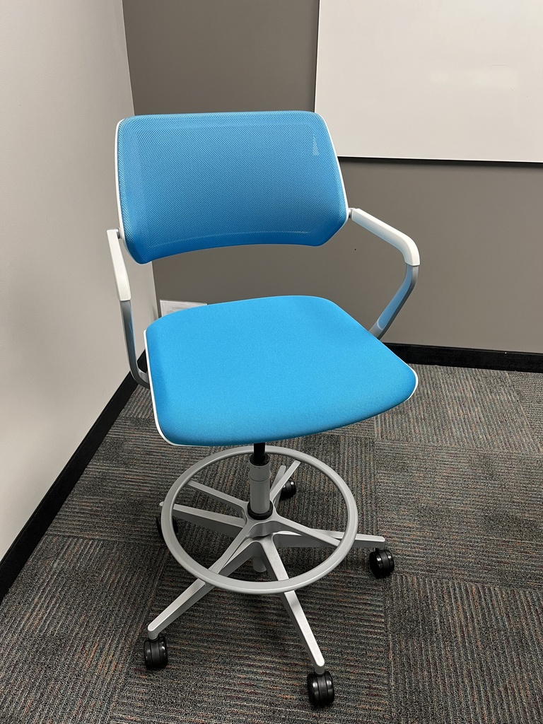 Blue And White High Task Chair, Steelecase 