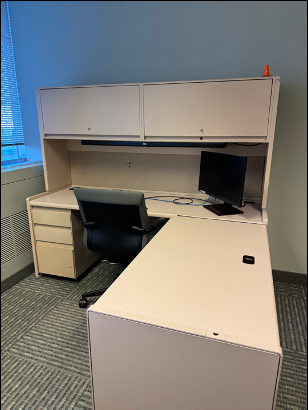 L-shape desk with hutch, 75x66x71"