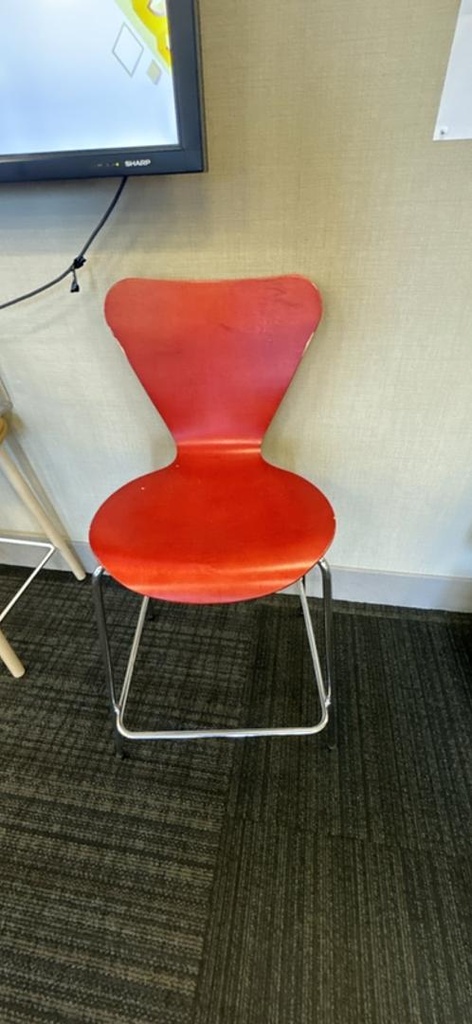 Wooden Red Counter-Height Stool
