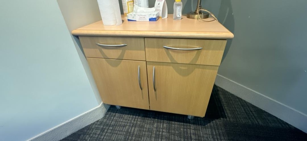 Wooden 2-Door Cabinet with Drawers