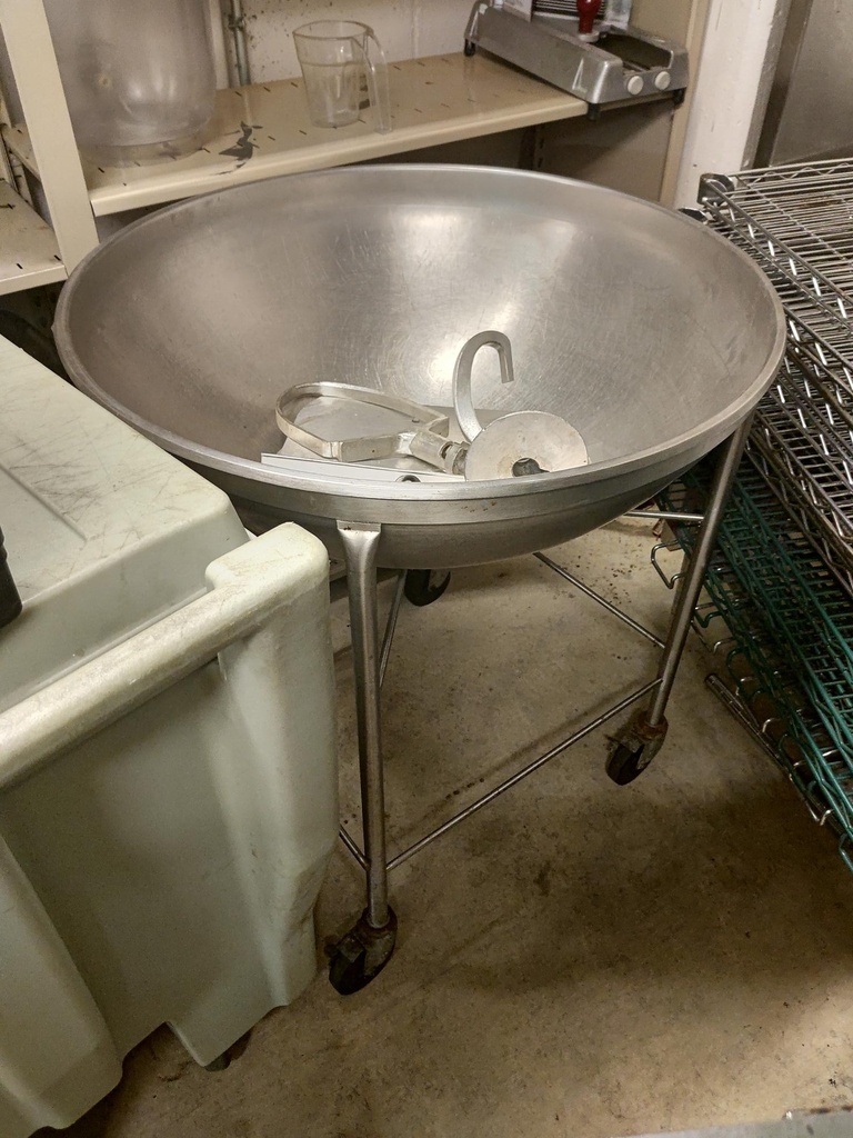 Large Metal Bowl on Wheels