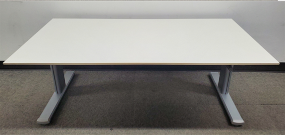 70" steelcase White crank - height adjustable desk