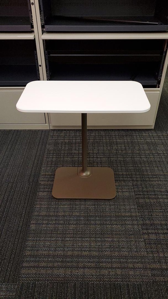 Rectangular End Table, White/Bronze