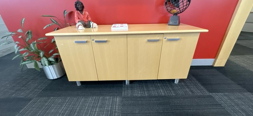 6' Wooden Credenza with 4 Doors, Maple