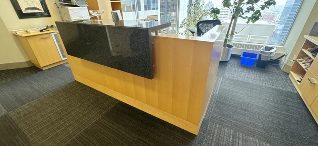 L-Shape Reception Desk with BBF Ped, Blonde