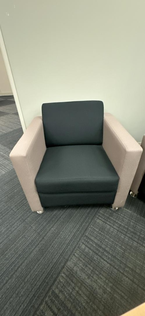 Fabric Club Chair, Black/Tan