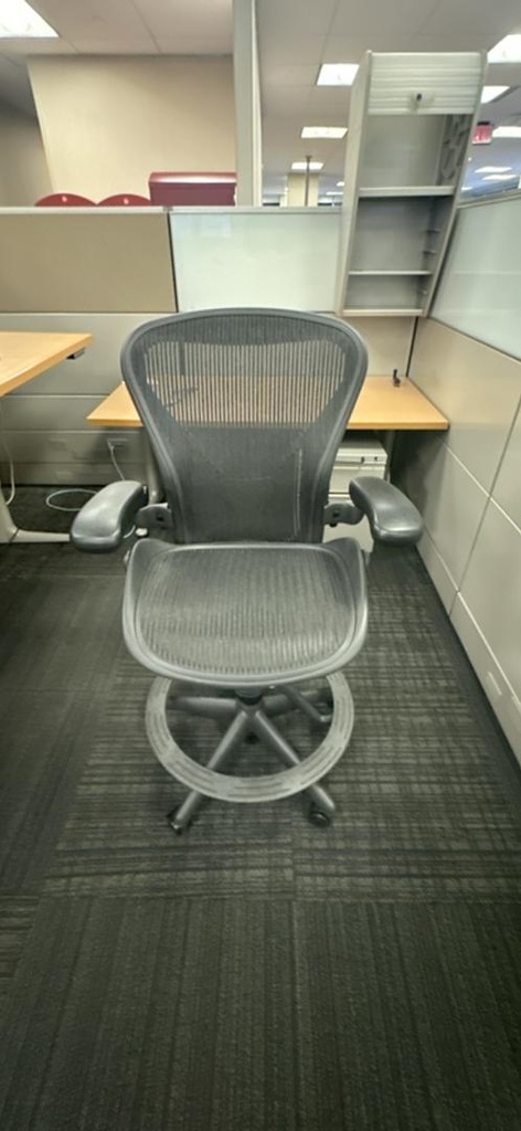 Herman Miller Aeron Drafting Stool, Black, 150" x 54"-60" x 30"