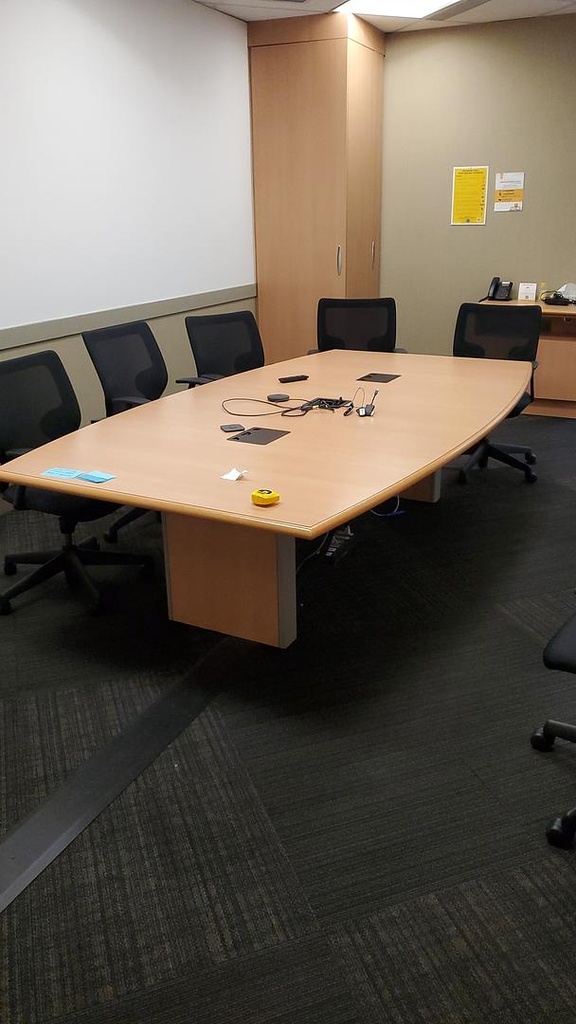8' Boatshape Boardroom Table with Electrical, Maple, 240" x 61"-91" x 30"