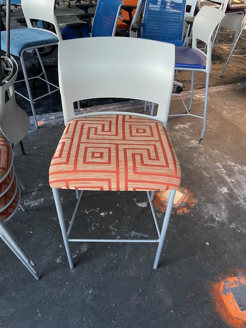 Orange Fabric Stool