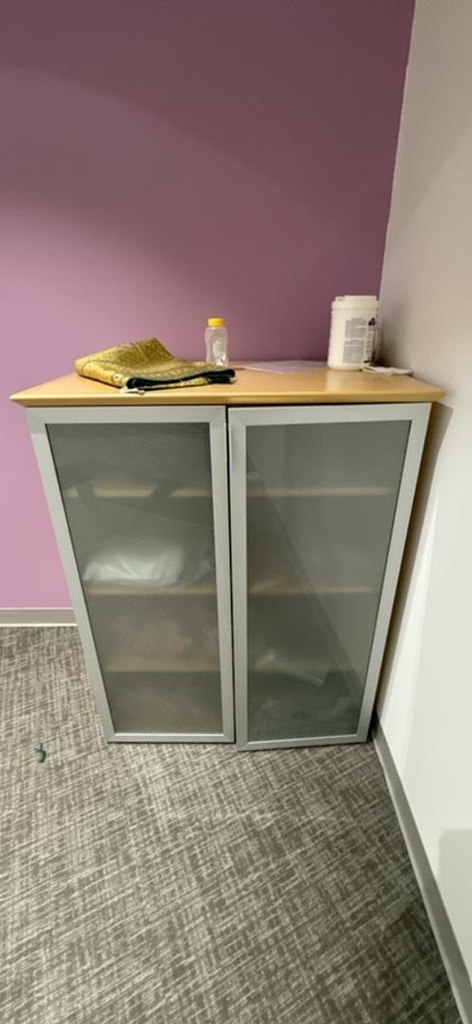 Wooden 4-High Closed Storage with Glass Doors