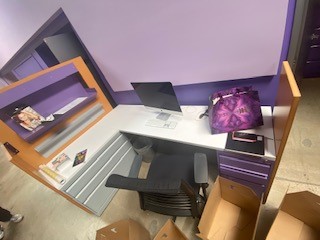 L-Shaped Desk, white/purple