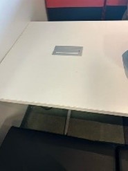 Square White Table with Power Insert