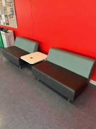 Teal Lounge Sofas with Joining Table (must be a set of 2 sofas with table)