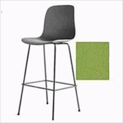 Verve Four Leg Counter Stool, Armless, Plastic with Upholstered liner, Light Green and Gray.