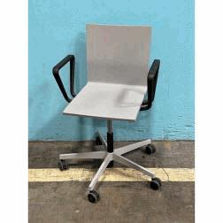 Chair w/ Black Fixed Arms &amp; Grey 5-Star Metal Base w/ Black Hard Casters