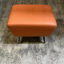 Sela Ottoman,Non-Contrast, Orange Fabric, (24x18x18)