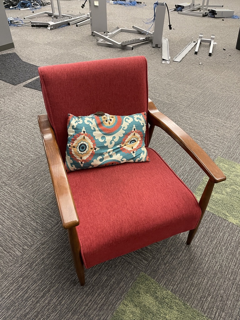 Side Chairs - Red With Wood Arms