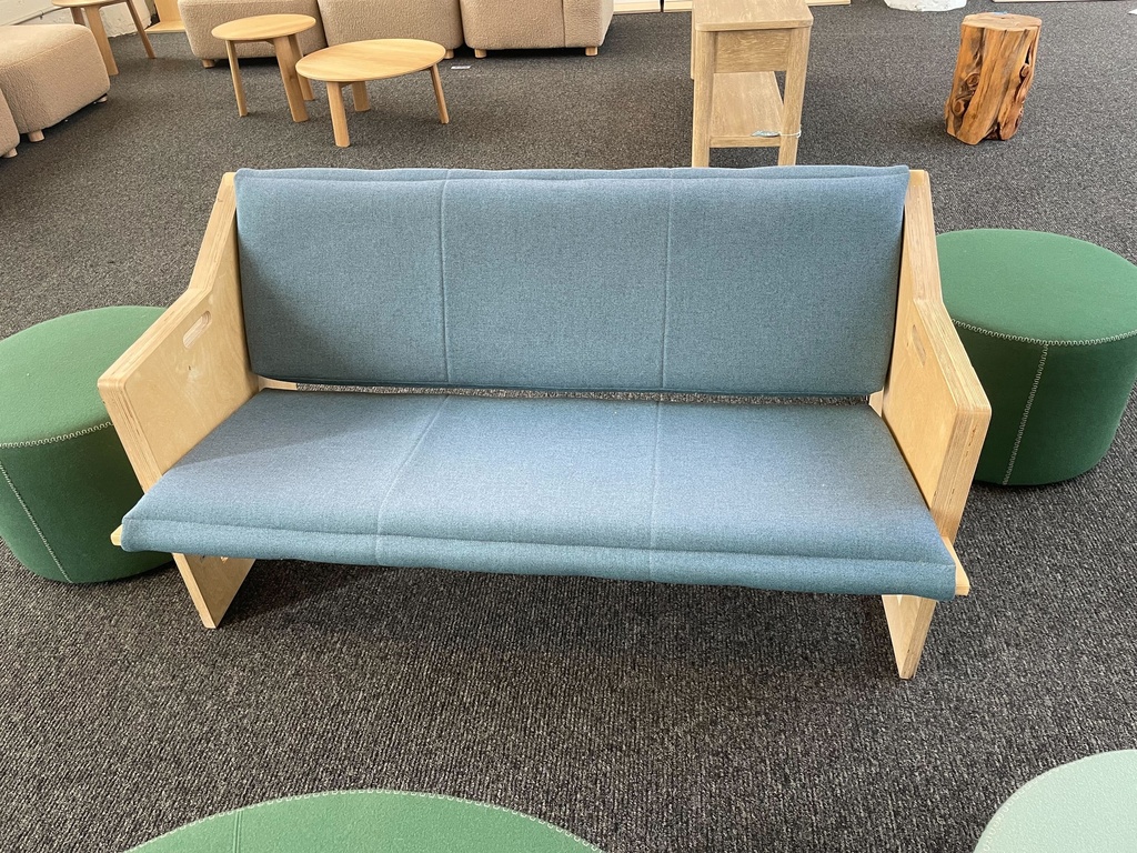 Light Blue Upholstered Wood Bench