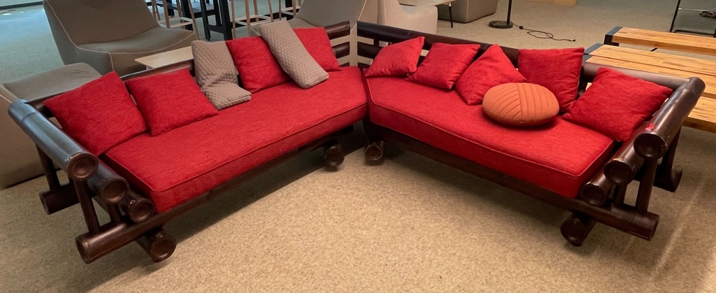 L-Shaped Wood Couch