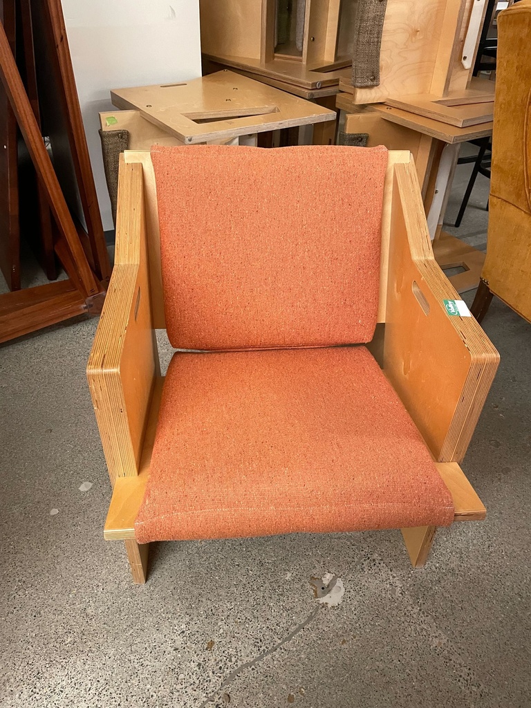 Orange Upholstered Wood Chair