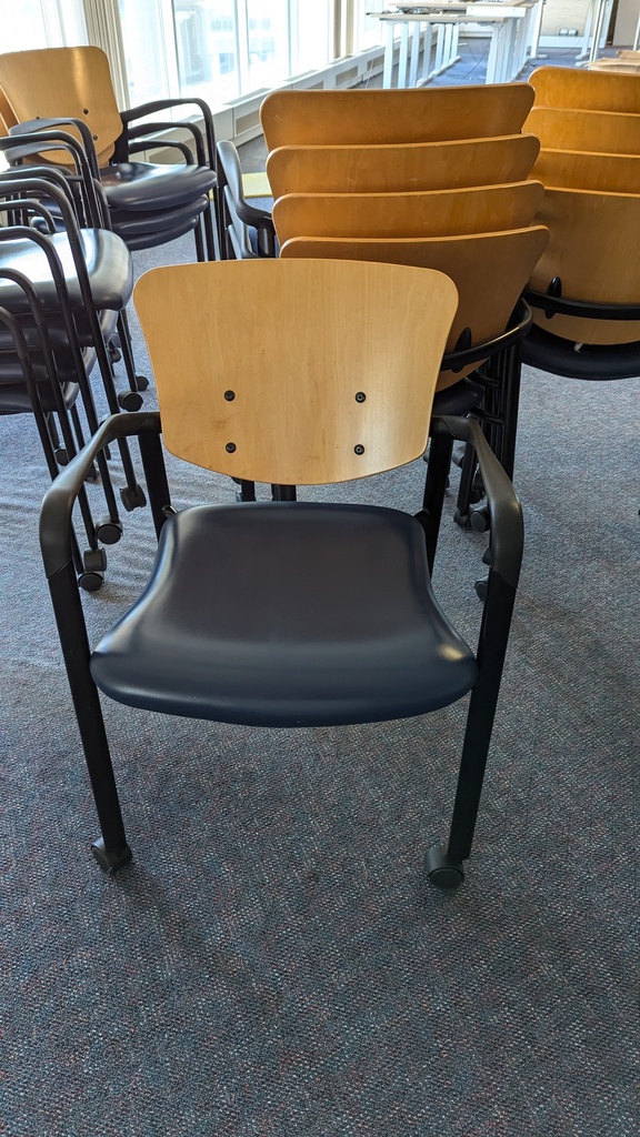 Wood and Blue Café Chairs
