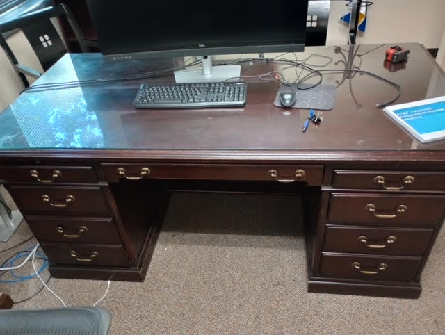 desk wood, 2 peds