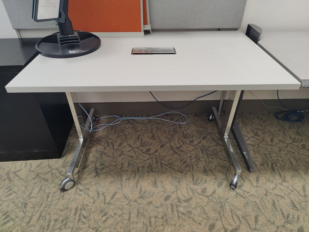 White Training Table wih Metal Base 48x30