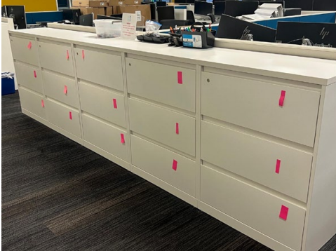Set Of (5) 3 Drawer Lateral File w/ Common Top