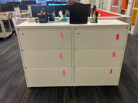 Set Of (2) 3 Drawer Lateral Files w/ Common Top