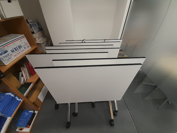 White folding table