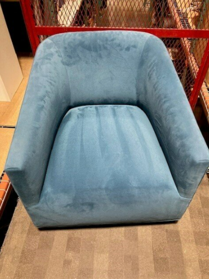 Lounge Chair, Swivel, Blue Fabric