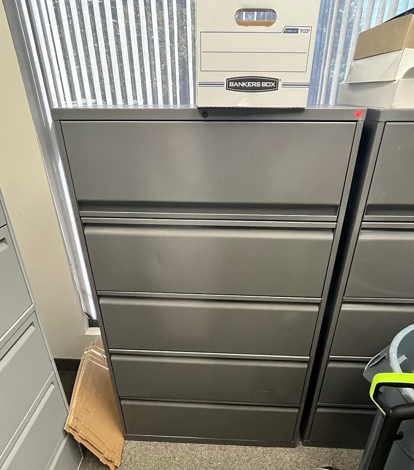 5-Drawer Dark Grey File Cabinet